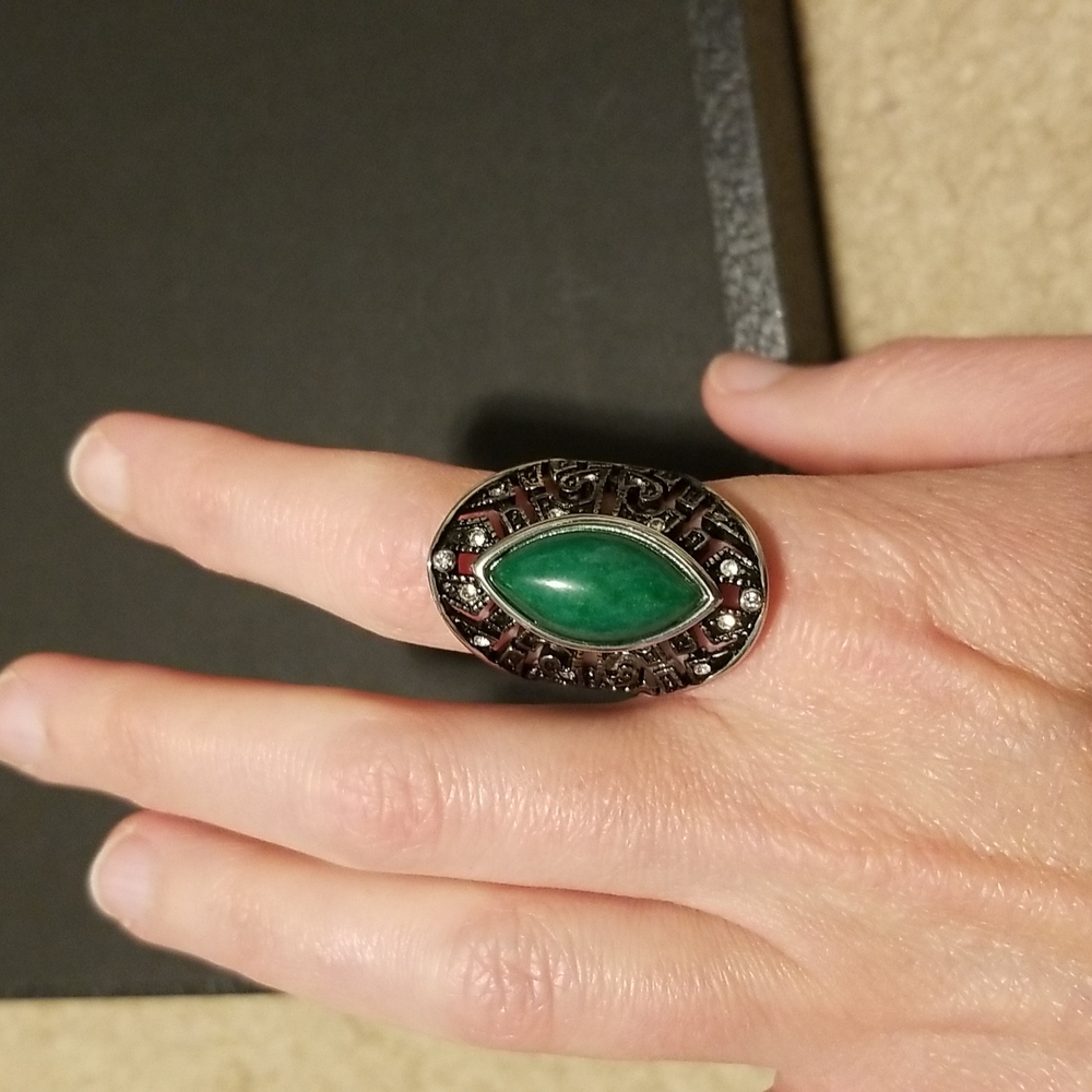 Statement Ring With Green Stone - image 2